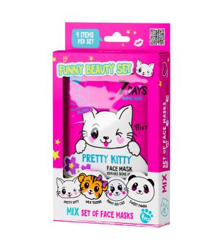 7DAYS  - Conjunto de máscara facial Funny Beauty Pretty Kitty Mix
