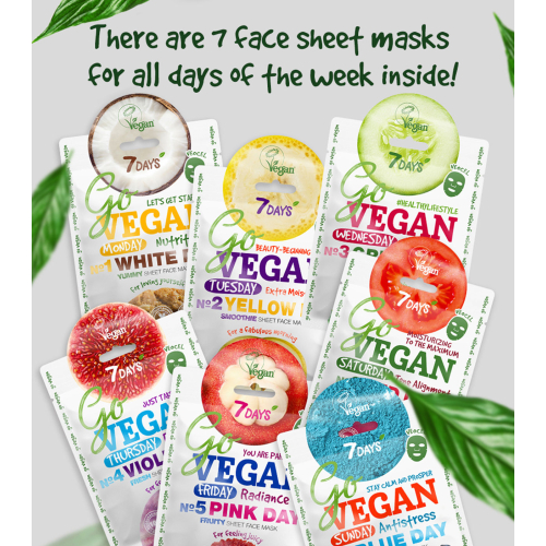7DAYS - Conjunto de Máscara Facial  Go Vegan Healthy Week Colour Diet