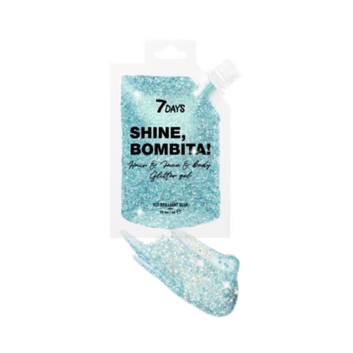 7DAYS - Glitter gel para rosto, cabelo e corpo Shine, Bombita! - 905: Brilliant Blue