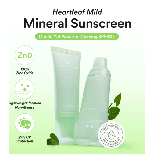 Abib - Protetor solar facial Heartleaf Mild SPF50+ PA++++