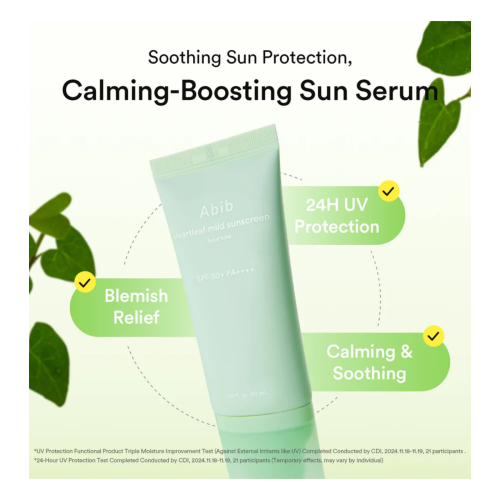 Abib - Protetor solar facial Heartleaf Mild SPF50+ PA++++