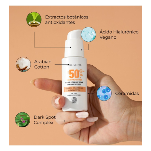 Alma Secret - Protetor solar facial FPS50 com cor - Golden