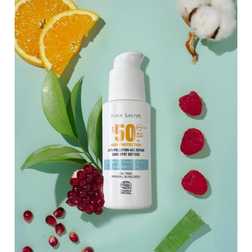 Alma Secret - Creme facial com alta proteção solar FPS50 para todos os tipos de pele