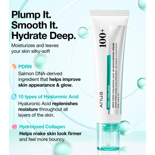 Anua - Creme hidratante PDRN Hyaluronic Acid 100