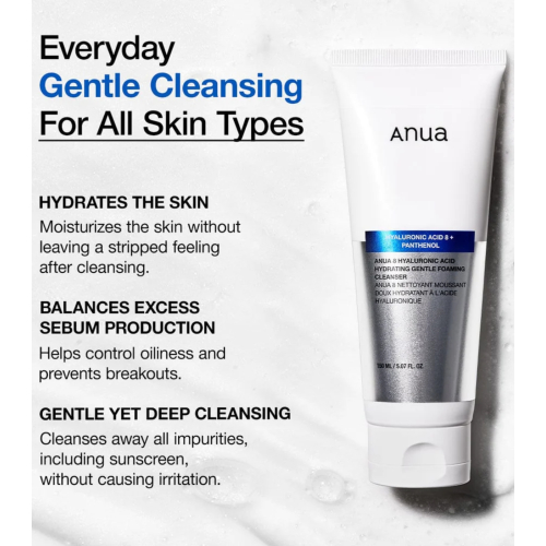 Anua - Limpador Facial Espumante com Ácido Hialurônico 8 Hyaluronic Acid Hydrating Gentle