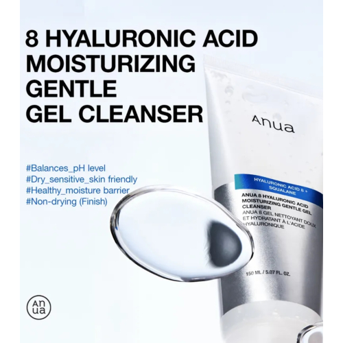 Anua - Espuma de Limpeza Facial com Ácido Hialurônico 8 Moisturizing Gentle