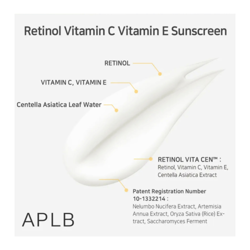 APLB - Protetor solar facial Retinol Vitamin C Vitamin E SPF50+ PA++++