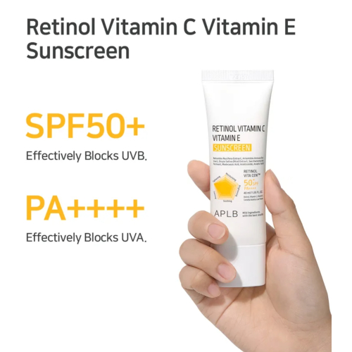 APLB - Protetor solar facial Retinol Vitamin C Vitamin E SPF50+ PA++++