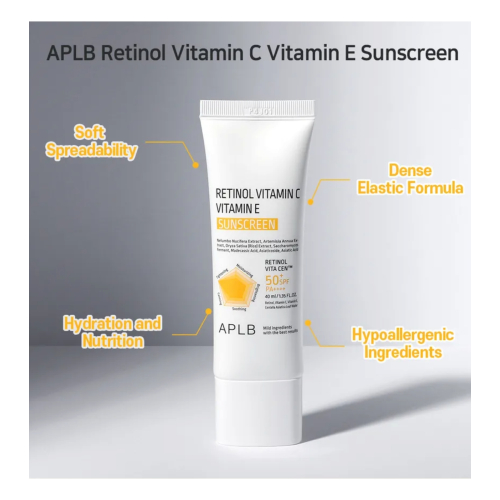 APLB - Protetor solar facial Retinol Vitamin C Vitamin E SPF50+ PA++++