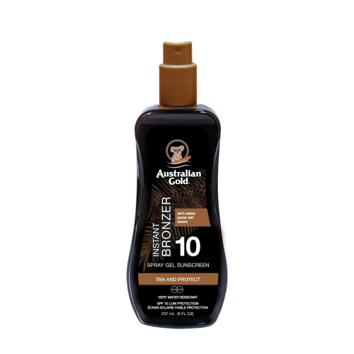 Australian Gold - Spray protetor solar Gel com instant Bronzer - SPF 10