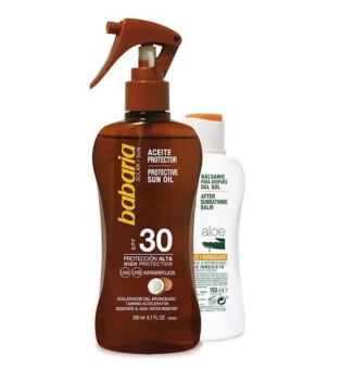 Babaria - Spray de óleo protetor solar SPF30 + após o sol