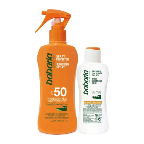 Babaria - Protetor solar em spray de Aloe SPF50 + After Sun