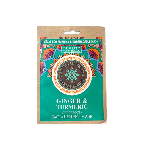 Beauty Formulas - Máscara de papel biodegradável Superfood Ginger & Turmeric