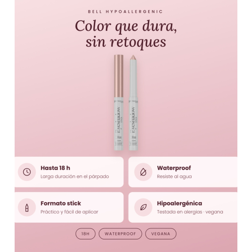 Bell HYPOAllergenic - Sombra de olhos em stick 18h Waterproof - 01: Rose