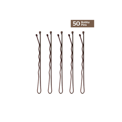 Brushworks - Conjunto de 50 grampos de cabelo Bobby Pins - marrom