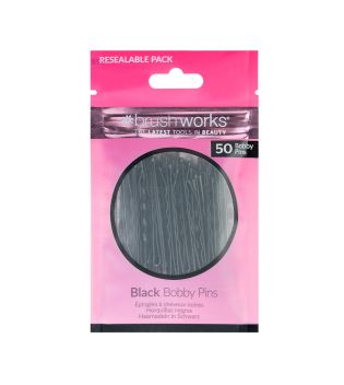Brushworks - Conjunto de 50 grampos de cabelo Bobby Pins - preto