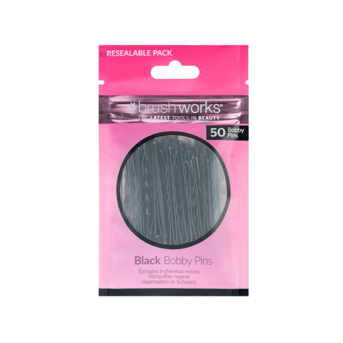 Brushworks - Conjunto de 50 grampos de cabelo Bobby Pins - preto