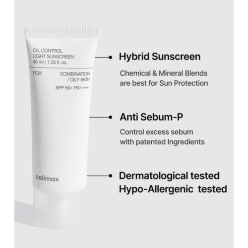 Celimax - *Oil Control* - Protetor solar facial Light Sunscreen SPF50+ PA++++