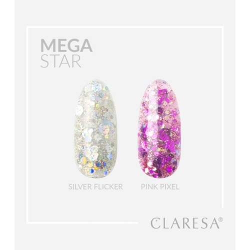 Claresa - Gel decorativo para unhas Megastar - Silver Flicker