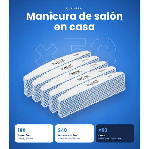 Claresa - Pack de 50 limas de unhas meia-lua 180/240