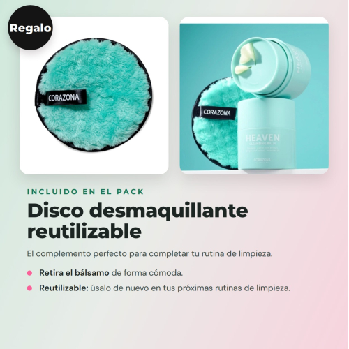 CORAZONA - Pack 3 Bálsamos Desmaquilhantes Heaven com Disco de Presente Reutilizável para Limpeza Facial Vegan e Cruelty Free