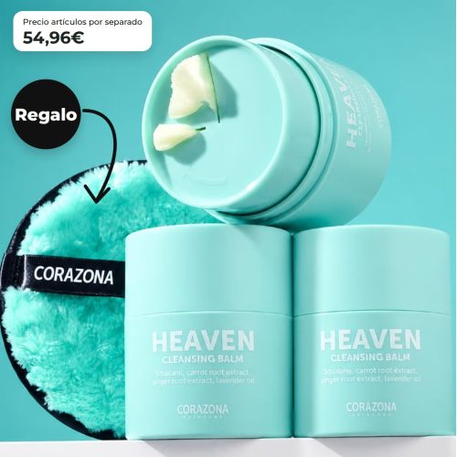 CORAZONA - Pack 3 Bálsamos Desmaquilhantes Heaven com Disco de Presente Reutilizável para Limpeza Facial Vegan e Cruelty Free