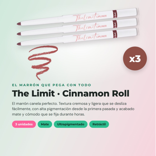 CORAZONA Pack 3 perfiladores Cinnamon Roll The Limit Lip Liner textura cremosa alta pigmentação acabamento mate formato automático vegan cruelty free