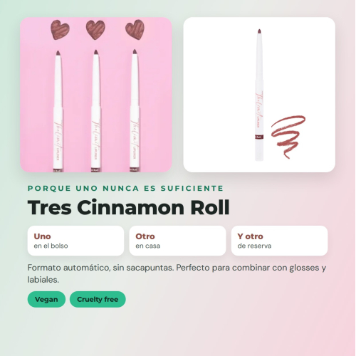 CORAZONA Pack 3 perfiladores Cinnamon Roll The Limit Lip Liner textura cremosa alta pigmentação acabamento mate formato automático vegan cruelty free