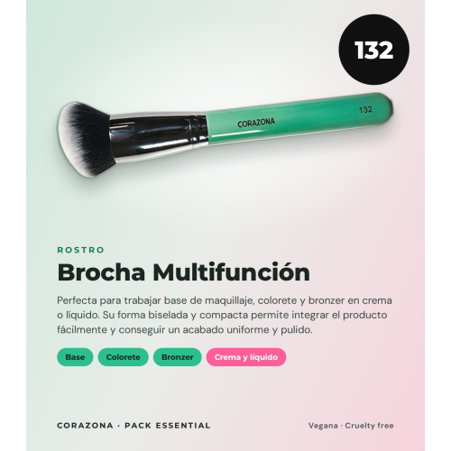 CORAZONA Pack de Pincéis Essenciais com 5 Ferramentas para Maquilhagem e Presente Copo Vegano e Cruelty Free