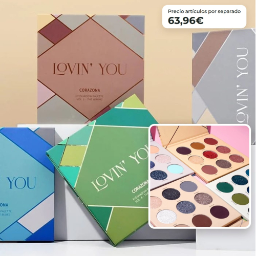 CORAZONA Pack de Paletas de Sombras Total Lovin' You 4 Paletas Veganas e Cruelty Free com 9 Sombras Cada Uma em Tons Mate Metalizados e Glitter
