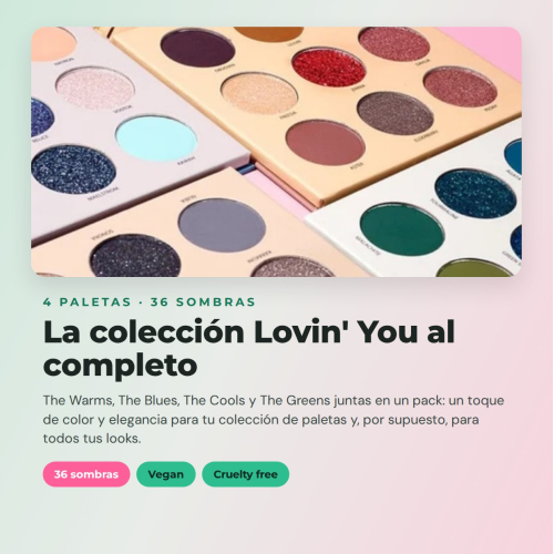 CORAZONA Pack de Paletas de Sombras Total Lovin' You 4 Paletas Veganas e Cruelty Free com 9 Sombras Cada Uma em Tons Mate Metalizados e Glitter