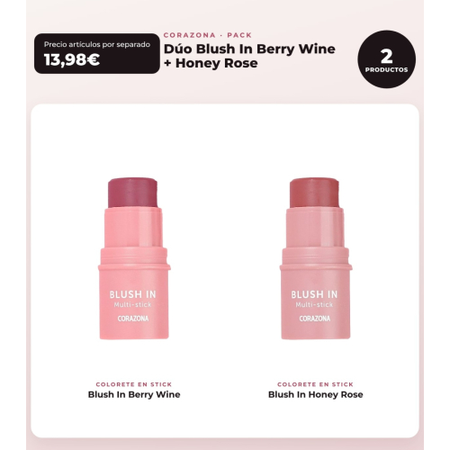 CORAZONA - Pack Dúo Coloretes Blush In Berry Wine + Honey Rose