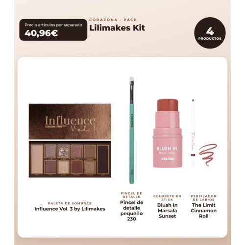 CORAZONA - Pacote Lilimakes - Influence Vol. 3 + Cinnamon Roll + Marsala Sunset + Pincel 230