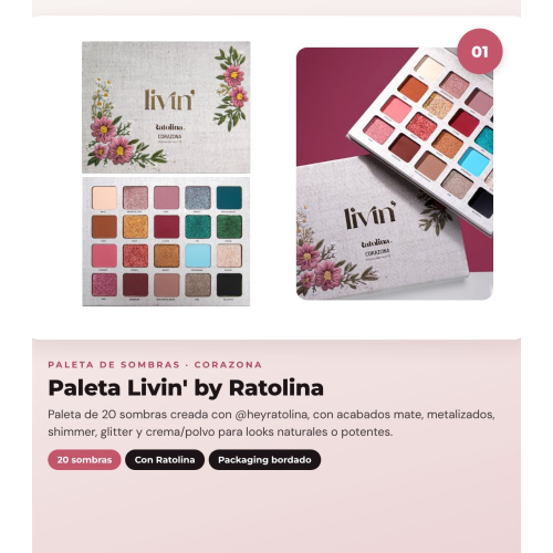 CORAZONA - Pack Look Completo Livin' by Ratolina - Paleta de Sombras + 2 Pincéis + Delineador + Perfilador de Lábios