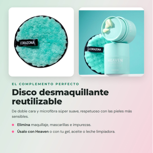 CORAZONA Pack Cuidados de Pele Dupla Limpeza - Bálsamo Heaven, Gel Hero Fresh e Disco Reutilizável para Pele Limpa e Fresca