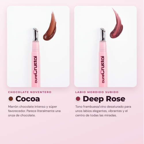 CORAZONA - Conjunto de Sérum Labial Tinto de Pure Crystal Edição Limitada - 6 Tintes Labiais Sérum com Aplicador Metálico Efeito Frio - Acabamento Glossy e Tinte de Longa Duração