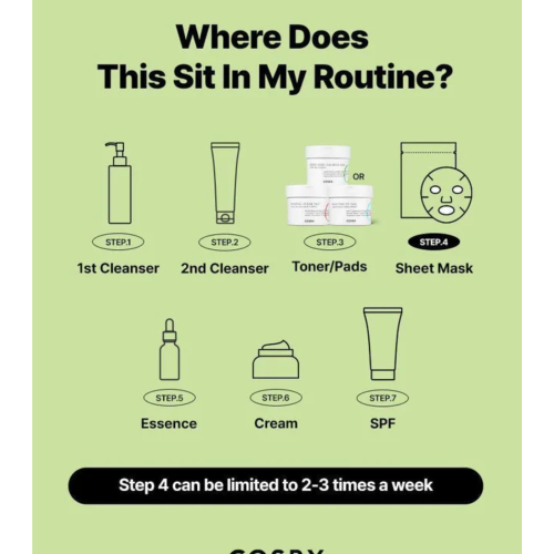 COSRX - Tônico facial calmante verde em formato pads