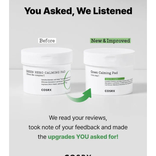 COSRX - Tônico facial calmante verde em formato pads