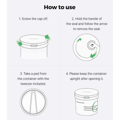 COSRX - Tônico facial calmante verde em formato pads