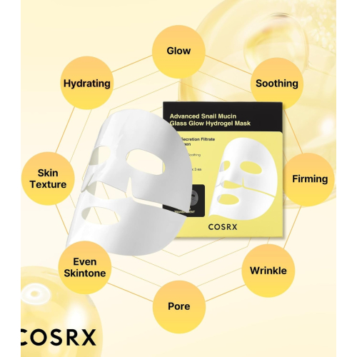 COSRX - Pack de 3 máscaras faciais Advanced Snail Mucin Glass Glow