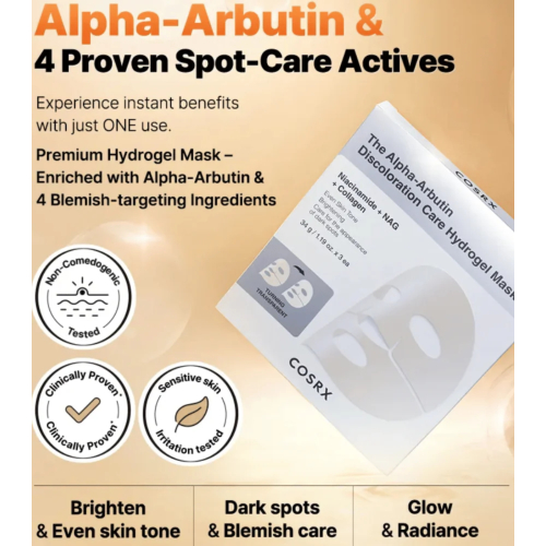 COSRX - Pacote com 3 Máscaras Faciais Iluminadoras The Alpha-Arbutin