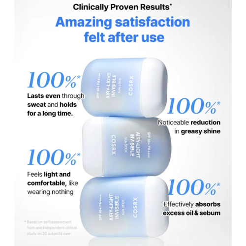 COSRX - Protetor solar facial em bastão Airy-Light Invisible SPF50 PA++++