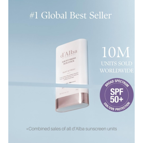 D'Alba - Protetor solar facial em bastão Air Fit Fresh SPF50+ PA++++