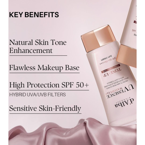 D'Alba - Protetor solar facial Tone-Up Pink Correcting SPF50+ PA++++