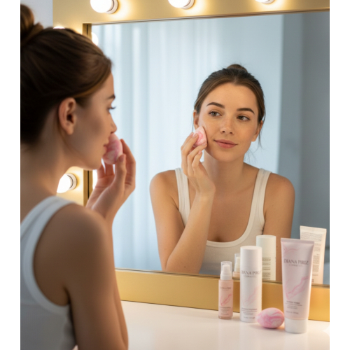 Diana Piriz Cosmetics - Esponja de Maquiagem Pink Sakura + Estojo Ventilado