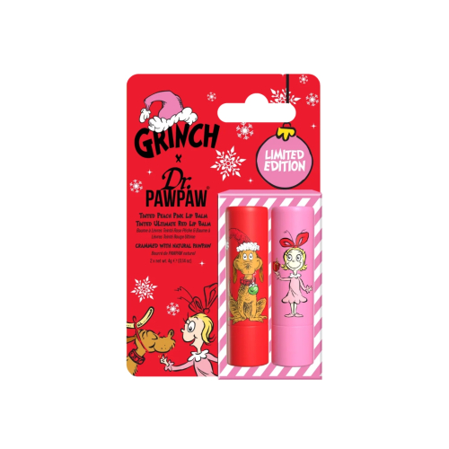 Dr. Paw Paw - *The Grinch* - Duo de Bálsamo Labial com Cor - Peach Pink & Ultimate Red
