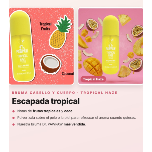 Dr. PAWPAW - Pack 3 Brumas Perfumadas para Cabelo e Corpo Tropical Haze, Beach Paradise e Summer Breeze
