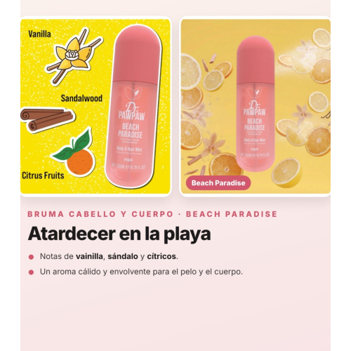 Dr. PAWPAW - Pack 3 Brumas Perfumadas para Cabelo e Corpo Tropical Haze, Beach Paradise e Summer Breeze