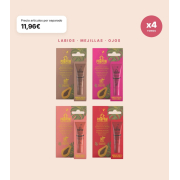Dr. PAWPAW - Pack 4 Bálsamos Labiais Multifuncionais com Color Ultimate Red, Rich Mocha, Hot Pink e Peach Pink para Lábios, Maçãs do Rosto e Olhos