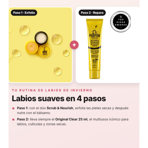Dr. PAWPAW - Kit de Inverno para Lábios 5 Produtos | Dúo Esfoliante Scrub & Nourish, Bálsamo Original Clear, Máscara Overnight, Cloud Balm e Tinte Labial Nutritivo